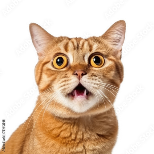 cat's startled facial expressionisolated on transparent background, element remove background, element for design - animal, wildlife, animal themes © minhnhat