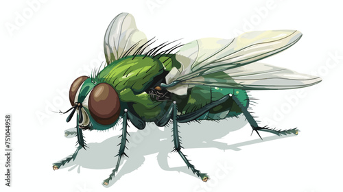 Green fly isolated on white background cartoon vecto