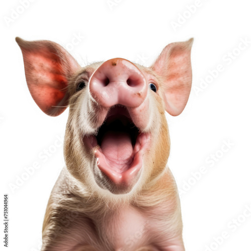 Pig's startled facial expressionisolated on transparent background, element remove background, element for design - animal, wildlife, animal themes photo