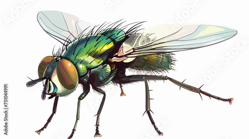Green fly isolated on white background cartoon vecto