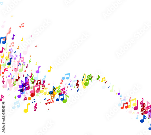 Abstract Wave of Colorful Musical Notes