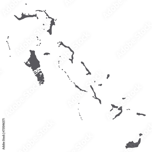 Bahamas map. Map of Bahamas in grey color