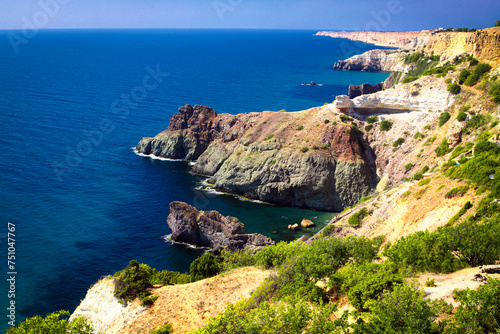 Summer view seacoast near Fiolent cape, Crimea, Black Sea, Ukraine