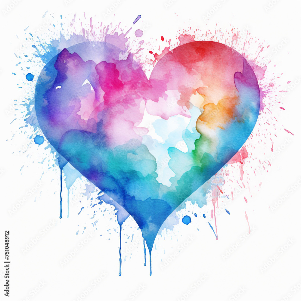 watercolor heart with splashes