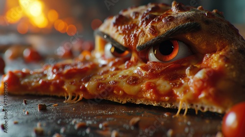 Angry pizza. Created with generative AI.
