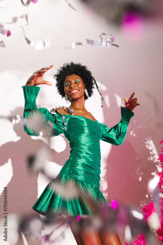 Dancing and contented woman at the party 