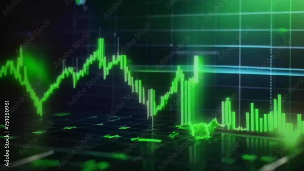 Stock market abstract finance background with motion graph, chart bars and financial information. Global business analyzing