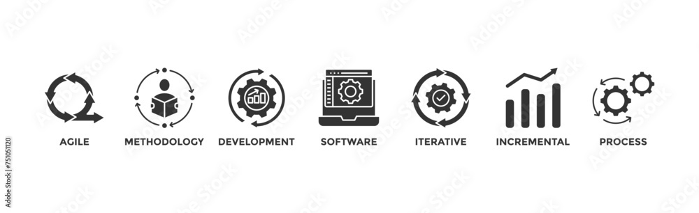 Scrum development banner web icon vector illustration concept with icon of agile, methodology, development, software, iterative, incremental and process Scrum development banner web icon vector illustration concept with icon of agile, methodology, development, software, iterative, incremental and process