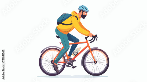 Man in bicycle practicing sport isolated on white ba