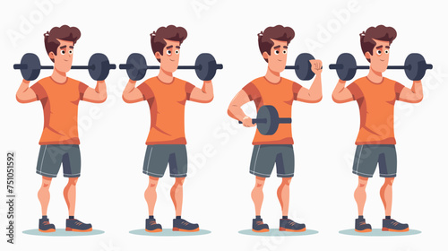 Man lifting weights isolated on white background car