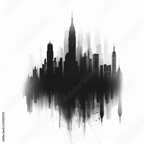 Sparse retro cityscape abstract minimalism avantgarde silhouette Monochrome serenity