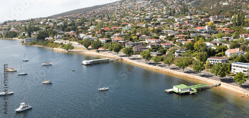 View over the Derwent river in the waterside suburb of Sandy Bay photo