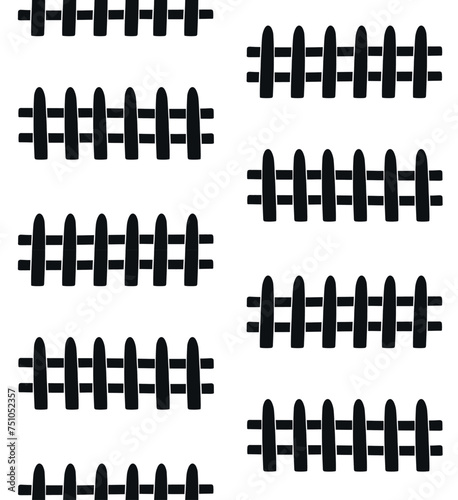 Vector seamless pattern of hand drawn doodle sketch fence isolated on white background