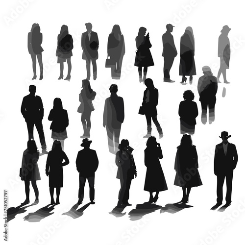 20 silhuette people on white background