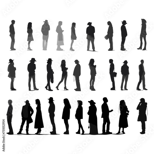 20 silhuette people on white background