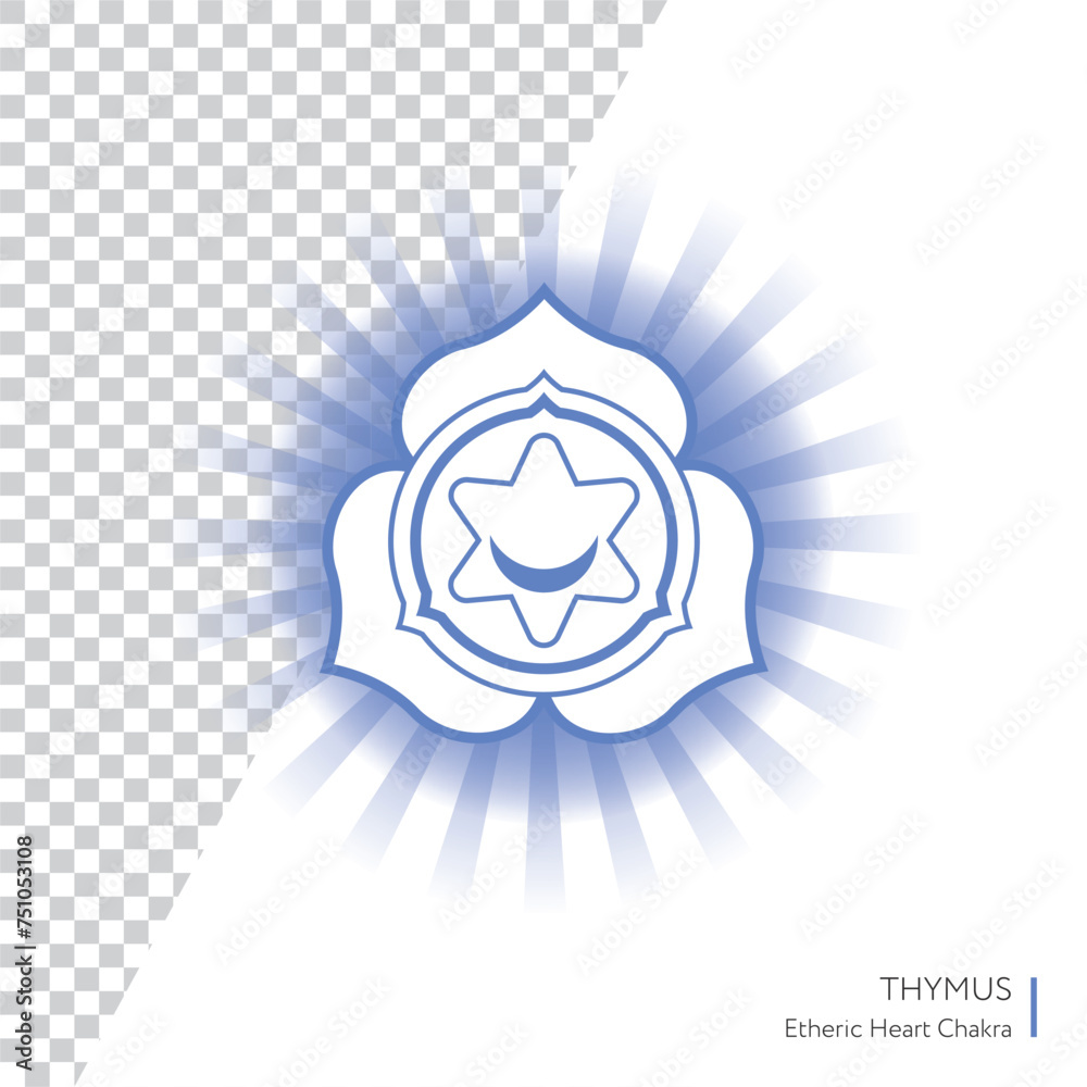 Thymus primary chakra, vector hand drawn illustration for yoga