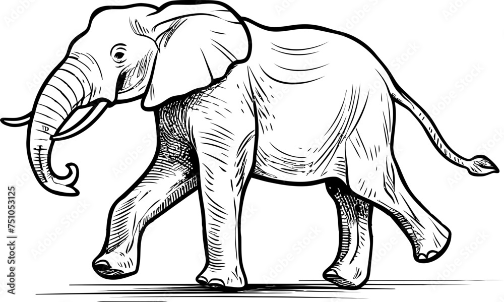 Handdrawn elephant outline drawing Handdrawn elephant outline drawing