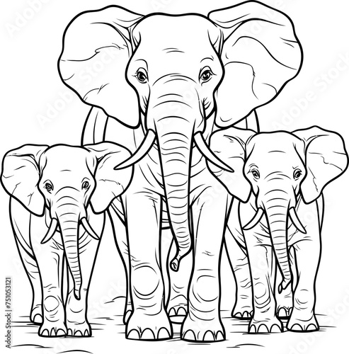 Handdrawn elephant outline drawing