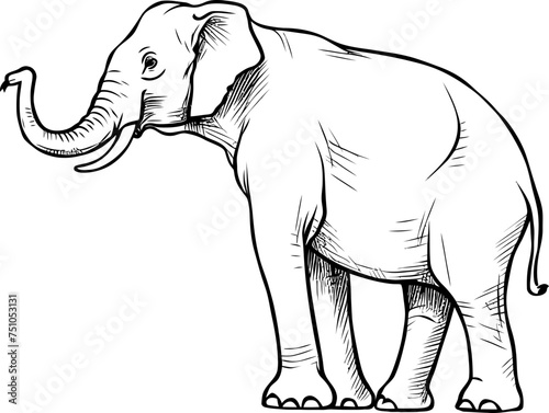 Handdrawn elephant outline drawing