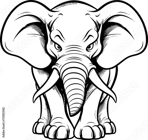 Handdrawn elephant outline drawing