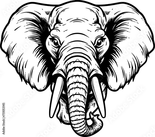Handdrawn elephant outline drawing
