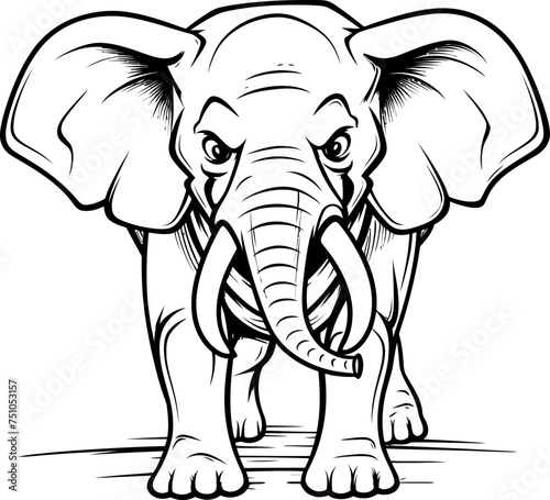 Handdrawn elephant outline drawing