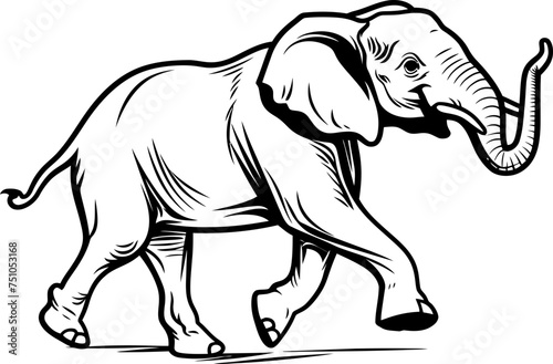 Handdrawn elephant outline drawing