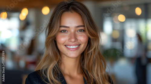 Smiling Elegant Confident Young Professional Business Woman, Portrait Of Successful Business Woman Inside Office, Standing With Arms Crossed, Generated With Ai