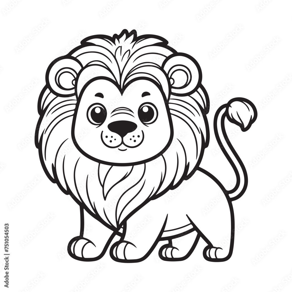 Line art of lion cartoon vector illustration Line art of lion cartoon vector illustration