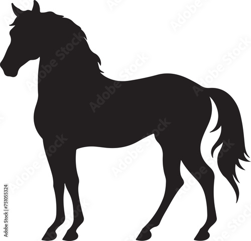 Horse Silhouette Vector Illustration White Background
