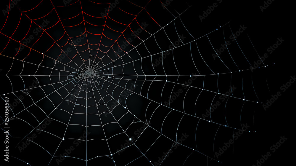 Naklejka premium The intricate pattern of a spider web symbolizes networking technology