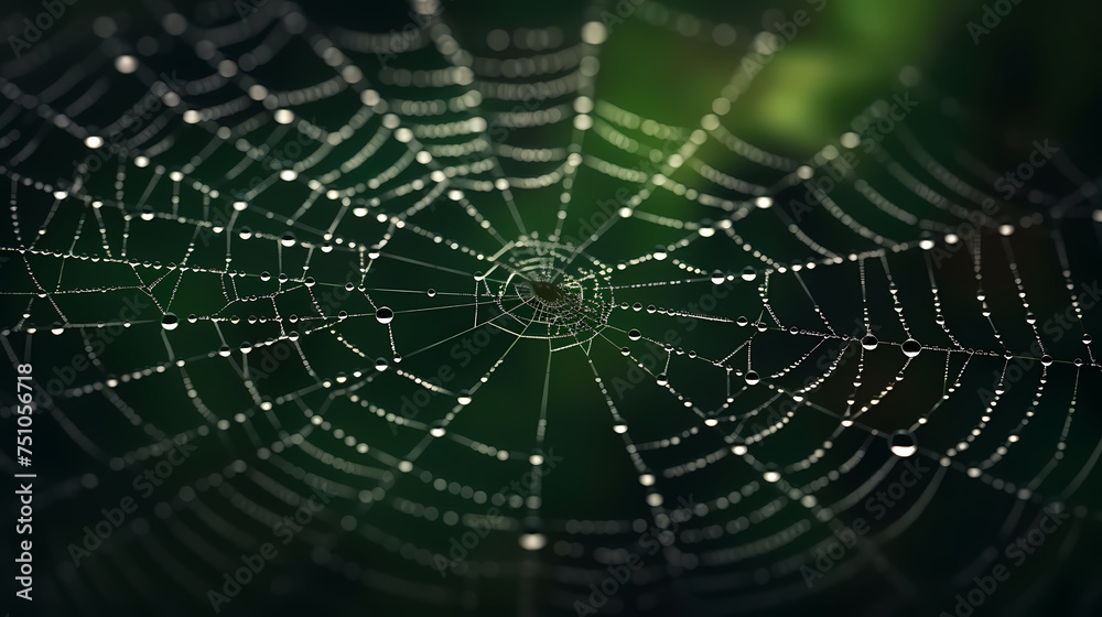 The intricate pattern of a spider web symbolizes networking technology