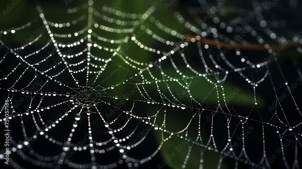 The intricate pattern of a spider web symbolizes networking technology