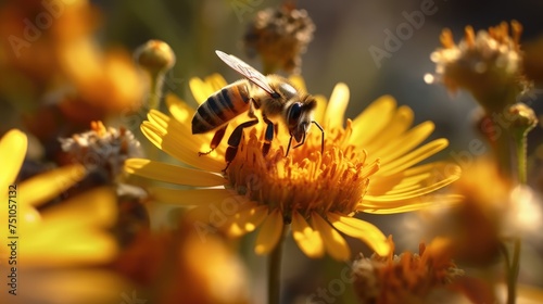 Nature Photo of flowers and bees in the garden © andri