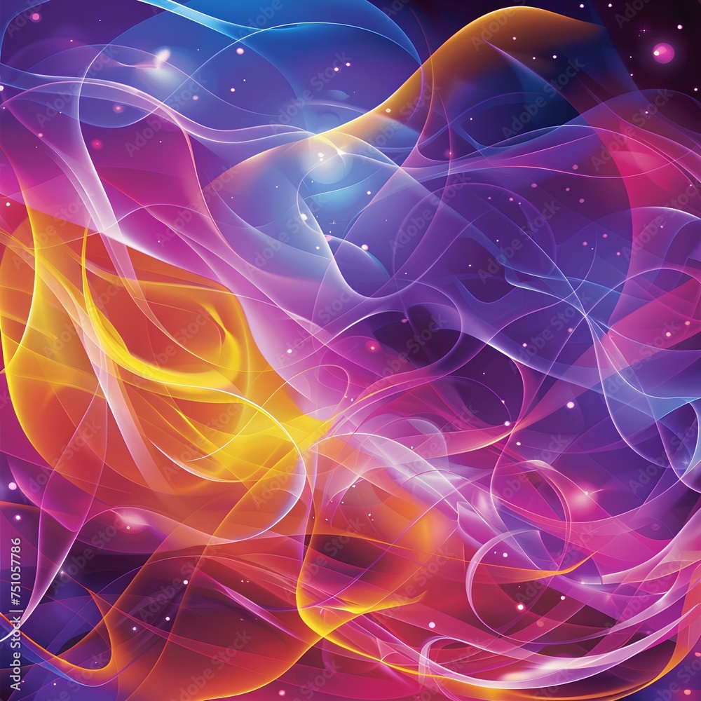 Fototapeta premium Glowing Fractal Light Wave in Blue Space