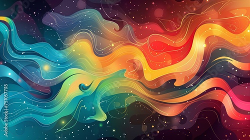 Colorful Wave Vector Design with Abstract Background and Rainbow Pattern