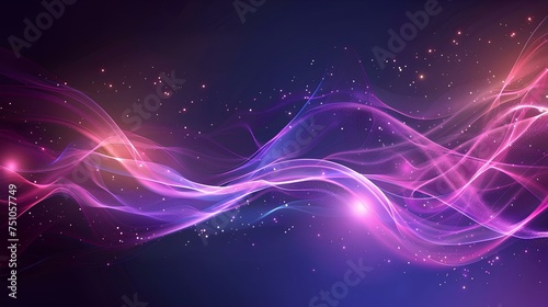 Glowing Wave Abstract Background in Blue and Purple with Energy Lines