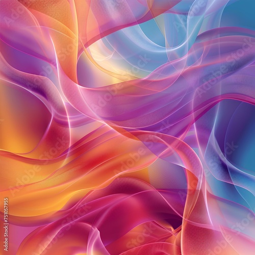 Abstract Waves of Light  A colorful digital illustration with fractal patterns  curved lines  and flowing energy  creating an abstract background reminiscent of ocean waves
