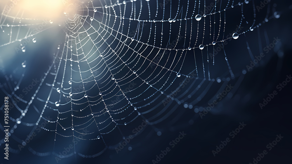 The intricate pattern of a spider web symbolizes networking technology The intricate pattern of a spider web symbolizes networking technology