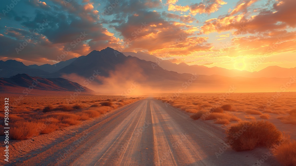 Fototapeta premium Road in the desert. Created with Generative AI.