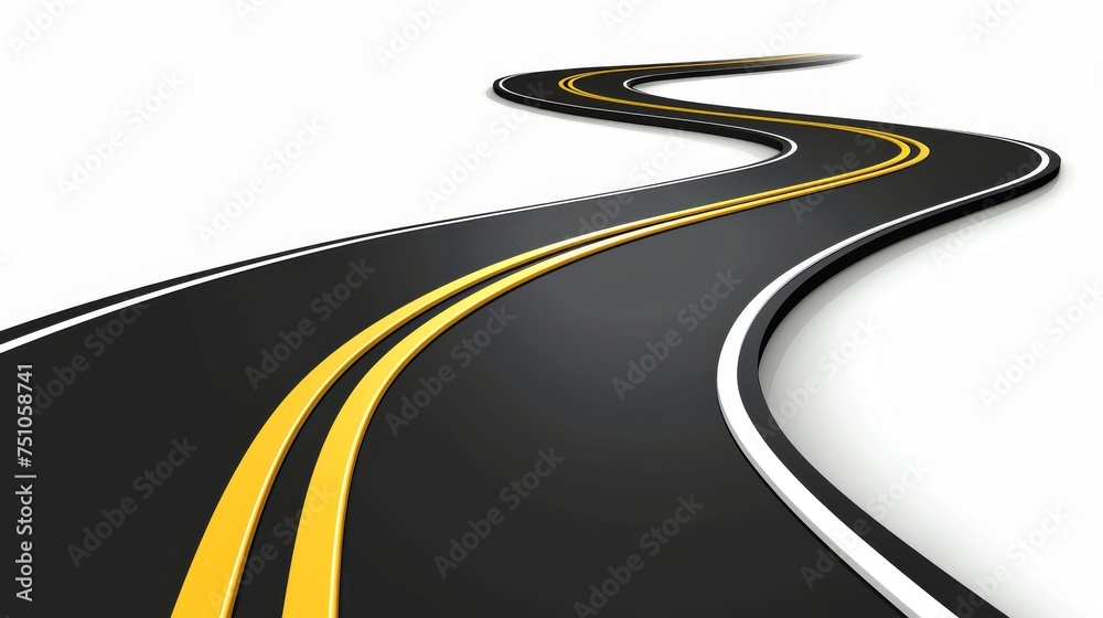 Abstract 3D asphalt curved road background