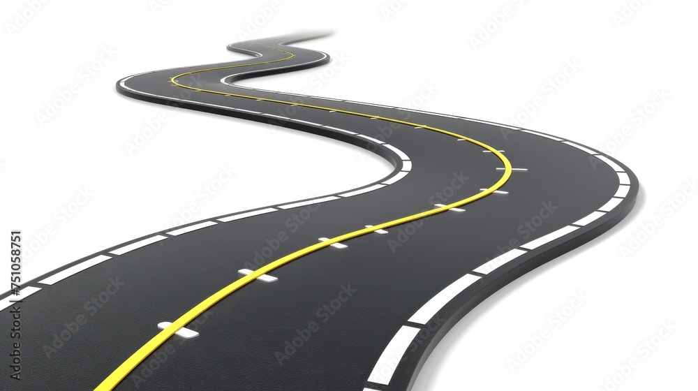 Abstract 3D asphalt curved road background