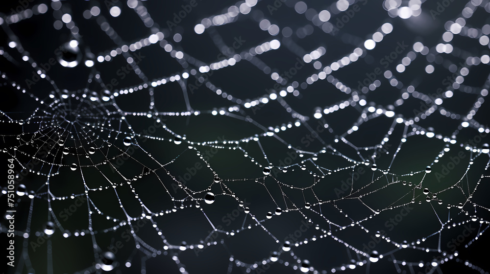 The intricate pattern of a spider web symbolizes networking technology