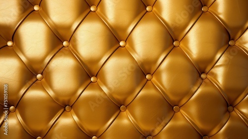 Detailed view of a shiny gold leather upholster showing texture and quality