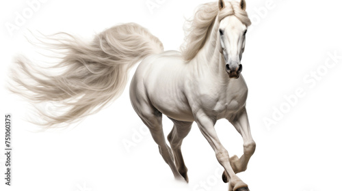 White Horse s Flowing Beauty on Transparent Background