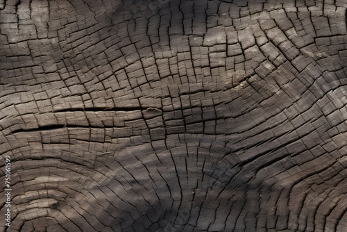 Closeup textured background of dry brown wood with wavy lines and cracks. Old wood surface in nature. Wood grain seamless pattern for interior design