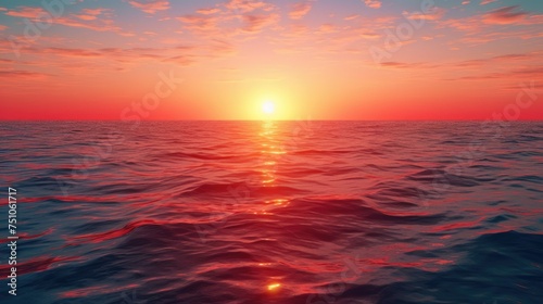 Photo of red sunset over blue sea