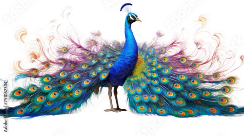 Peacock's Colorful Pride on Transparent Background
