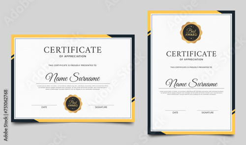Elegant certificate template. Modern diploma award border design. Vector illustration