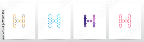 Outline Hexagon Initial Letter Logo Design H